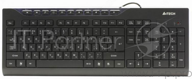 Клавиатура A4 KD-800L черный USB slim Multimedia LED
