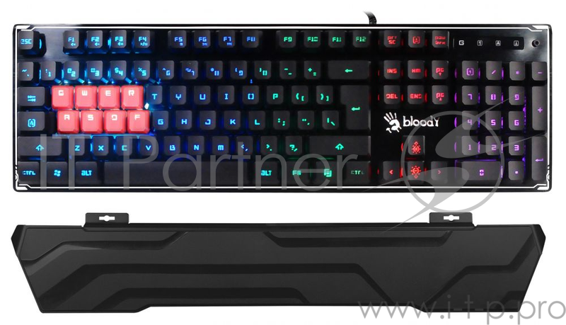 Клавиатура A4 B3370R черный USB Multimedia Gamer LED (подставка для запястий)