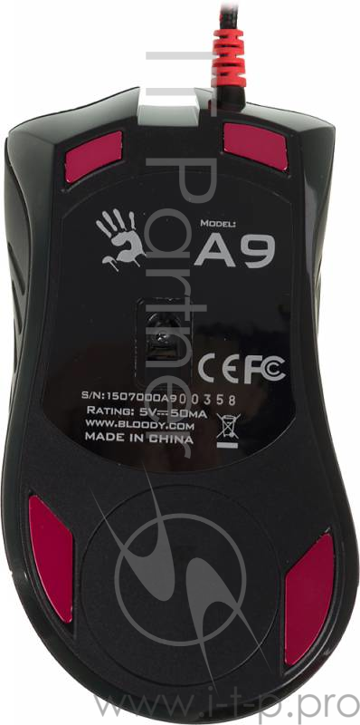 Мышь A4Tech Bloody A9 Blazing black Laser (4000dpi) USB Gaming (8but)