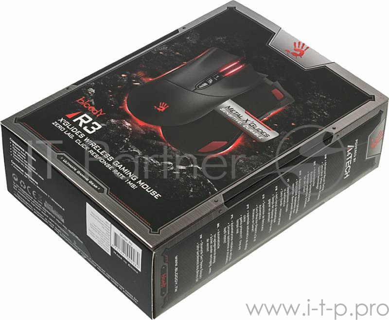 Мышь A4Tech Bloody R3 metal feet черный Беспроводная (3200dpi) USB игровая