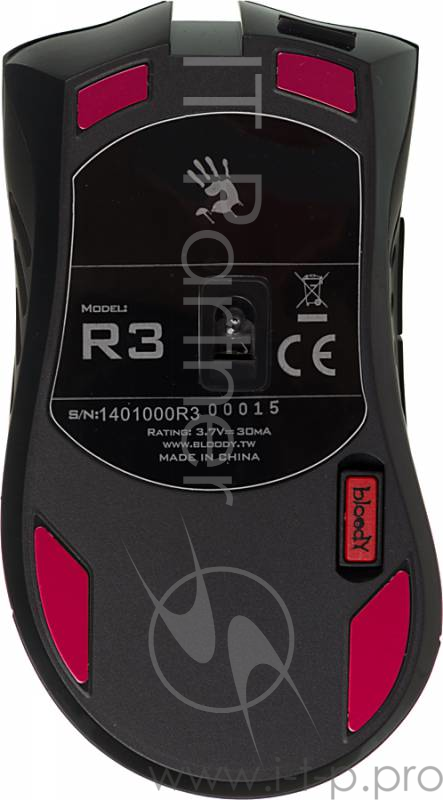 Мышь A4Tech Bloody R3 metal feet черный Беспроводная (3200dpi) USB игровая