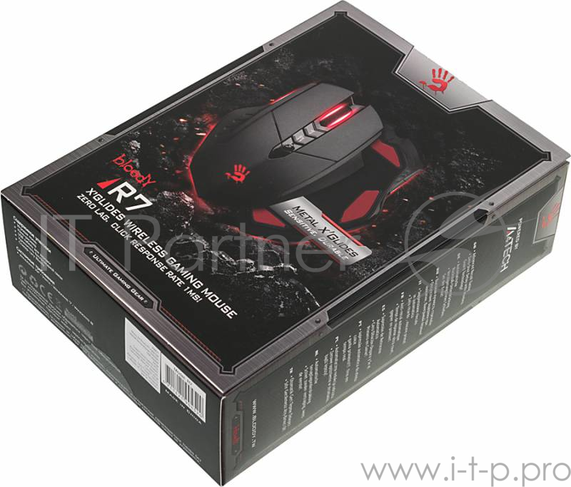 Мышь A4 Bloody R7/R70 черный оптическая (4000dpi) беспроводная USB2.0 игровая (7but)
