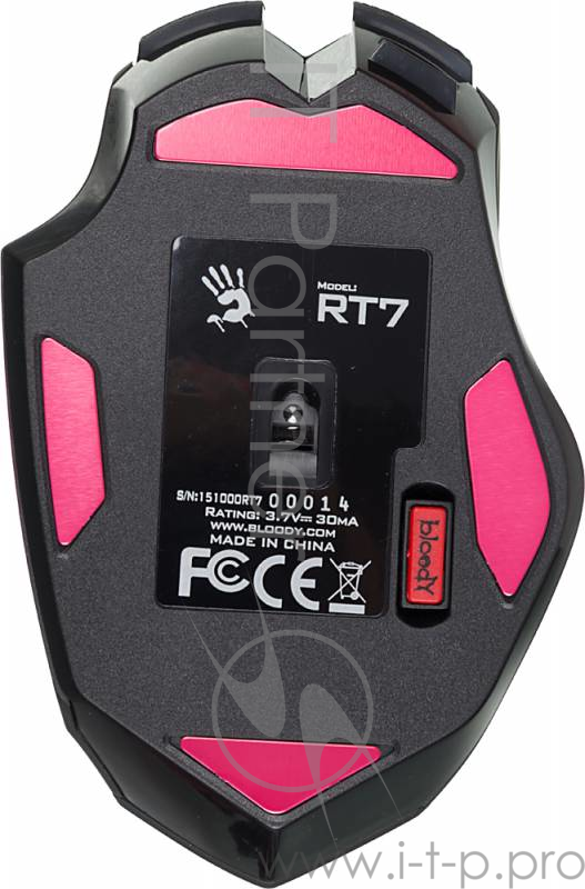 Мышь A4Tech Bloody Warrior RT7 черный оптическая (4000dpi) беспроводная USB2.0 игровая (9but)