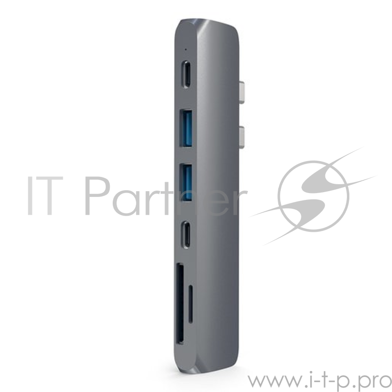 USB-хаб Satechi Aluminum Pro Hub для Macbook Pro (USB-C). Порты: HDMI, Thunderbolt 3, USB Type-C, SD, microSD, 2 x USB 3.0. Цвет серый космос.