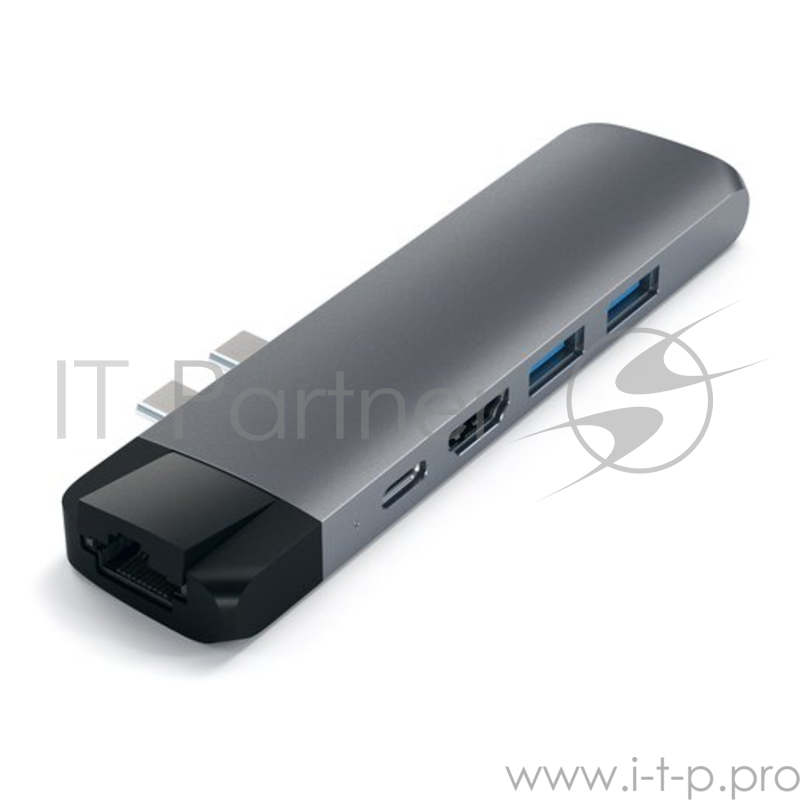 USB-хаб Satechi Aluminum Pro Hub with Ethernet для 2016/2017 MacBook Pro 13” и 15”. Цвет серый космос.