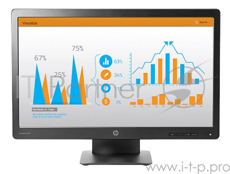Монитор HP ProDisplay P232 23 Black {LED TN Monitor (250cd/m2, 1000:1, 5ms, 170°/160°, VGA, DisplayPort, 1920x1080, LED backlight,EPEAT gold} K7X31AA