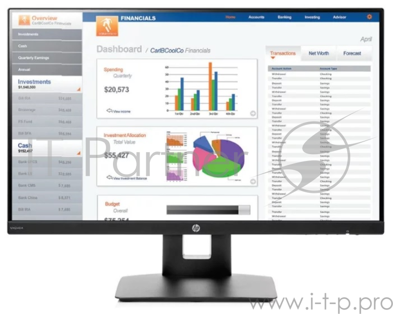 Монитор HP 23.8 VH240a черный IPS LED 5ms 16:9 HDMI M/M полуматовая HAS 1000:1 250cd 178гр/178гр 1920x1080 D-Sub FHD 4.66кг