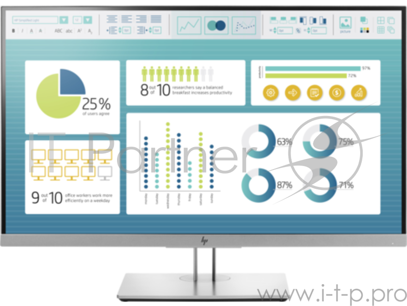 Монитор HP EliteDisplay E273 серебристый IPS 5ms 16:9 HDMI матовая HAS Pivot 250cd 178гр/178гр 1920x1080 D-Sub DisplayPort FHD USB 7.02кг