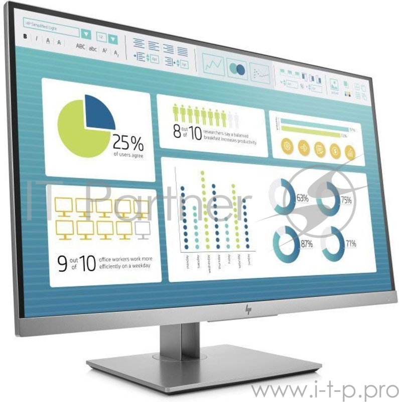 Монитор HP EliteDisplay E273 серебристый IPS 5ms 16:9 HDMI матовая HAS Pivot 250cd 178гр/178гр 1920x1080 D-Sub DisplayPort FHD USB 7.02кг