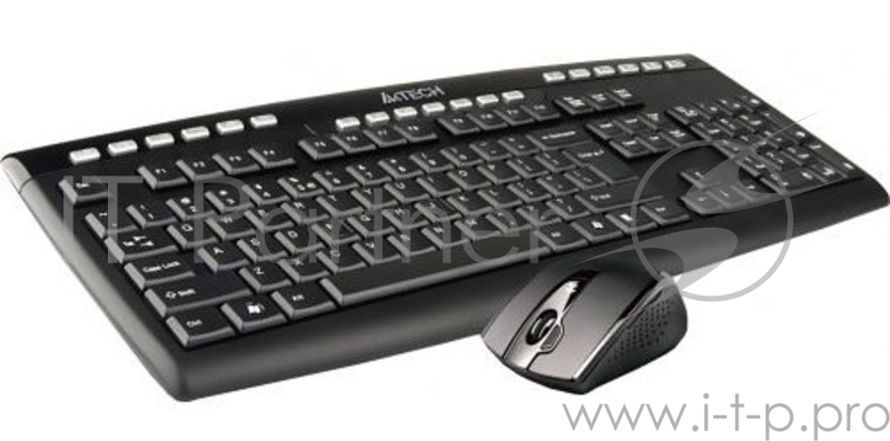 Клавиатура + мышь A4TECH W 9200F USB (черный), 2.4G наноприемник