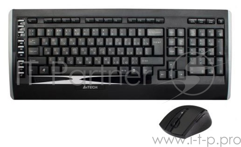 Клавиатура + мышь A4TECH W 9300F USB (черный), 2.4G наноприемник