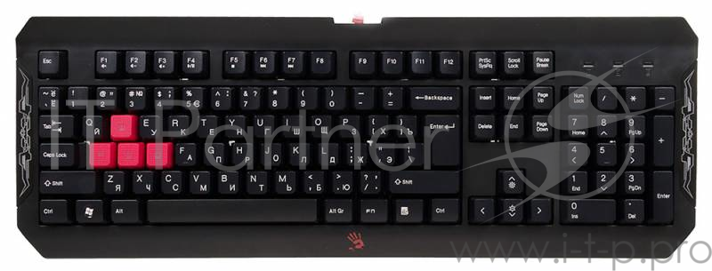 Клавиатура + мышь A4 Bloody Q1100 (Q100+S2) клав:черный/красный мышь:черный/красный USB Multimedia