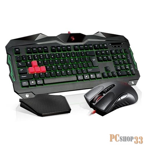 Клавиатура + мышь A4 Bloody Q2100/B2100 (Q210+Q9) клав:черный мышь:черный USB Multimedia Gamer LED