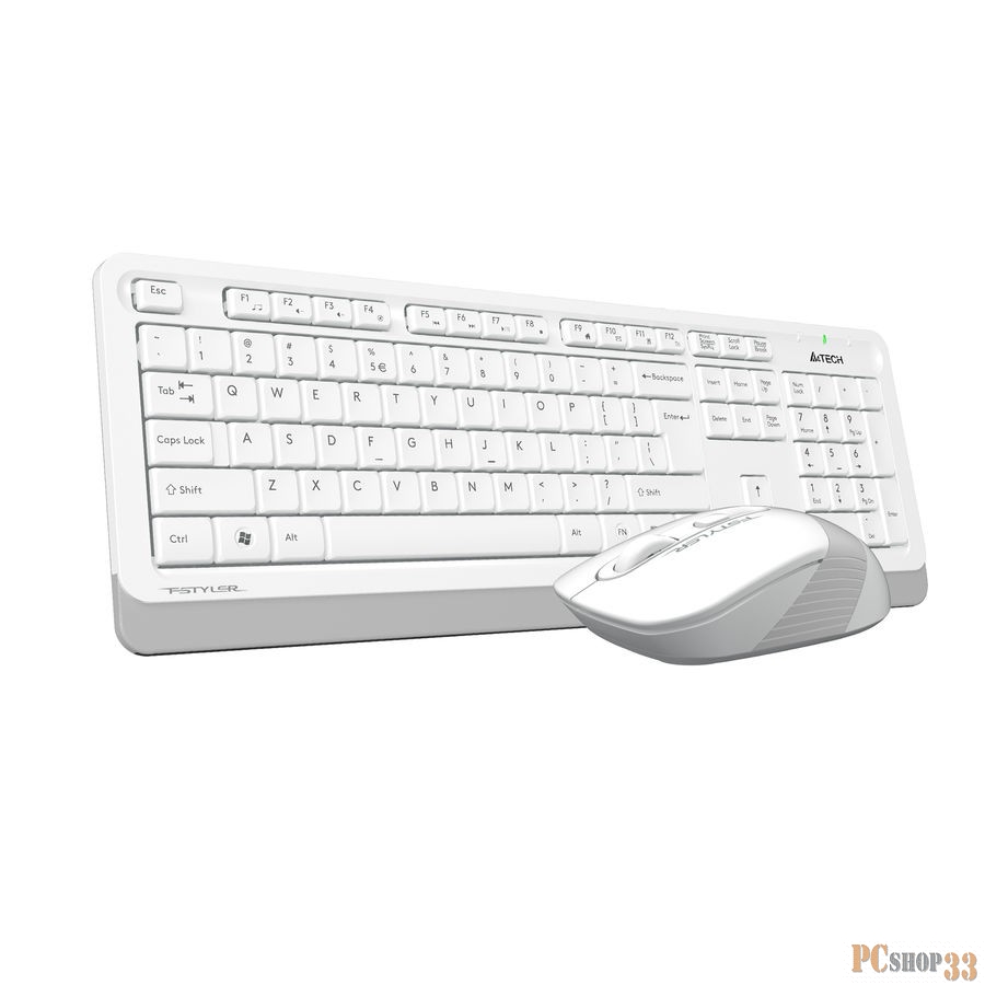Клавиатура + мышь A4 Fstyler FG1010 клав:белый/серый мышь:белый/серый USB беспроводная Multimedia