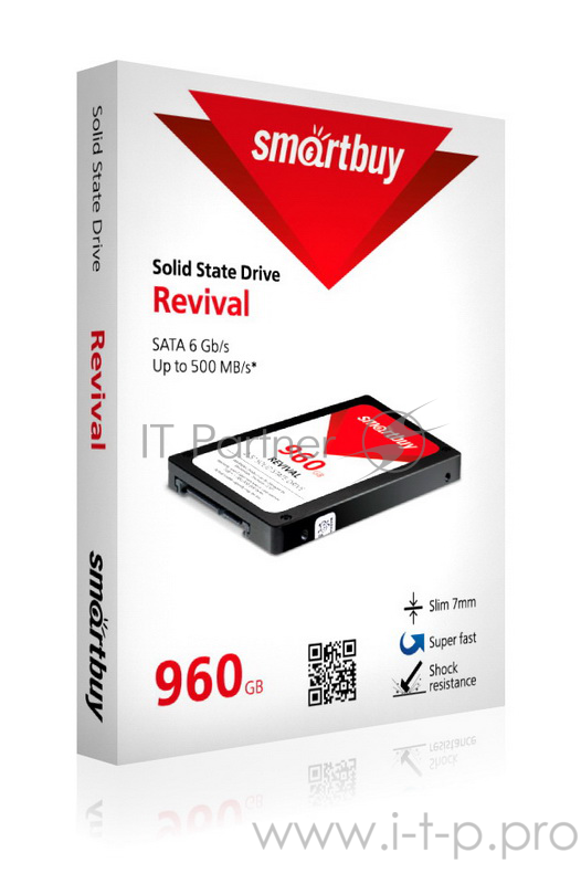 SSD 2.5 Smartbuy 960Gb Revival3 <SB960GB-RVVL3-25SAT3> (SATA3, up to 550/450Mbs, 3D TLC, PS3111, 7mm)