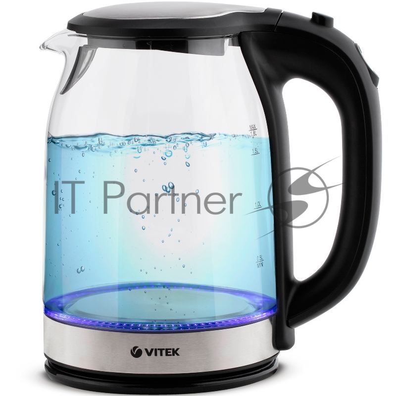 7095-VT(TR) Чайник VITEK Мощность 2200 вт.Объем 1,8 л.Материал корпуса термостойкое стекло.