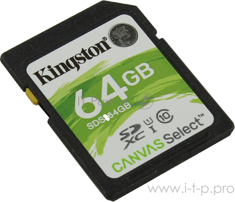 Флеш карта SDHC 64Gb Class10 Kingston <SDS2/64GB>, Canvas Select 100R CL10 UHS-I