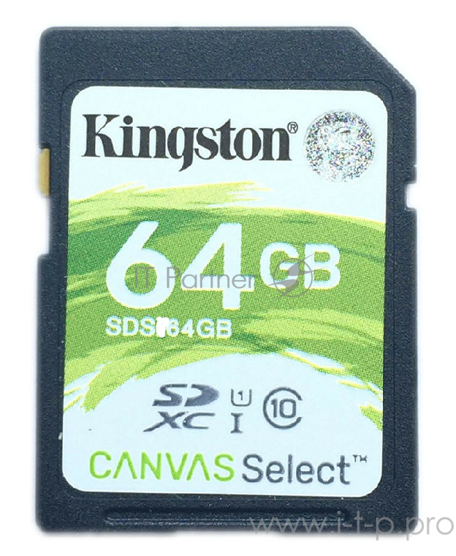 Флеш карта SDHC 64Gb Class10 Kingston <SDS2/64GB>, Canvas Select 100R CL10 UHS-I