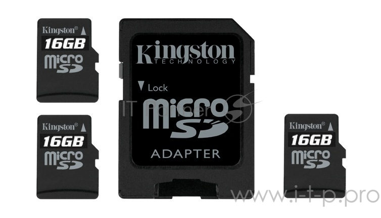 Флеш карта microSDHC 16GB microSDXC Class10 Kingston <SDCS2/16GB-3P1A> Class10 UHS-I Canvas Select up to 100MB/s с адапт.