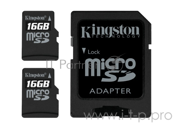 Флеш карта microSDHC 16GB microSDXC Class10 Kingston <SDCS2/16GB-2P1A> Class10 UHS-I Canvas Select up to 100MB/s с адапт.