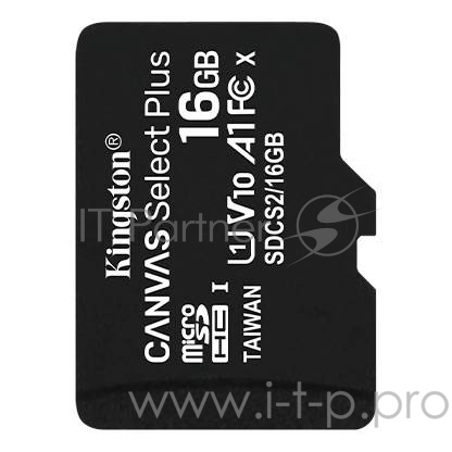 Флеш карта microSDHC 16GB microSDXC Class10 Kingston <SDCS2/16GBSP> Class10 UHS-I Canvas Select up to 100MB/s