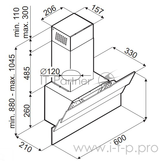 ВЫТЯЖКА MAUNFELD CASCADA MINI 60 ЧЕРНОЕ стекло