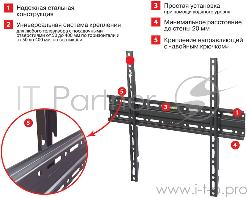 Кронштейн для телевизора Arm Media PLASMA-3 черный 22-65 макс.55кг настенный фиксированный