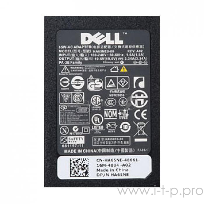 Блок питания для Dell 19.5V, 3.34А, 65W, 7.4 pin slim