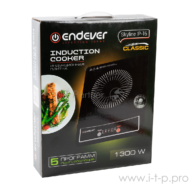 16-IP Плитка электрическая индукционная Endever Skyline Мощность 1300Вт,дно посуды 12-20 см.