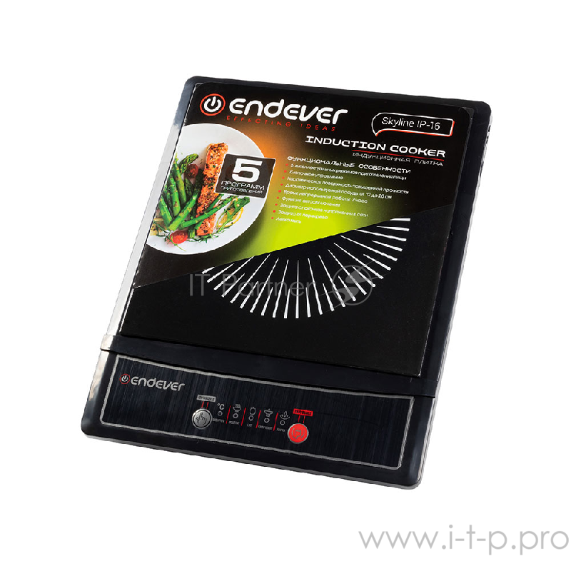 16-IP Плитка электрическая индукционная Endever Skyline Мощность 1300Вт,дно посуды 12-20 см.