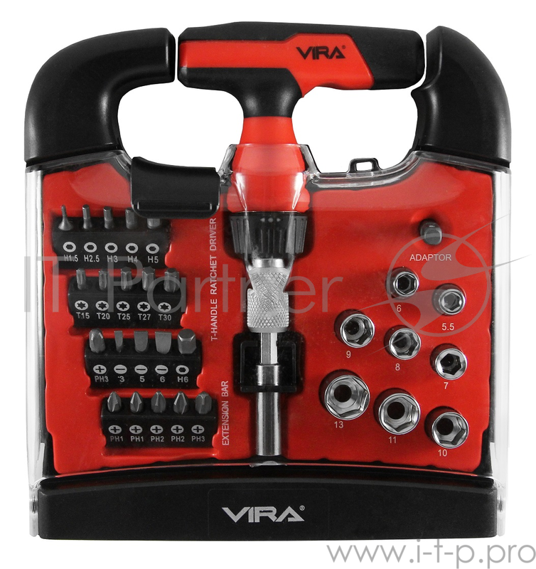 Отвертка реверсивная VIRA 305060 т-образная с набором бит 31 предмет