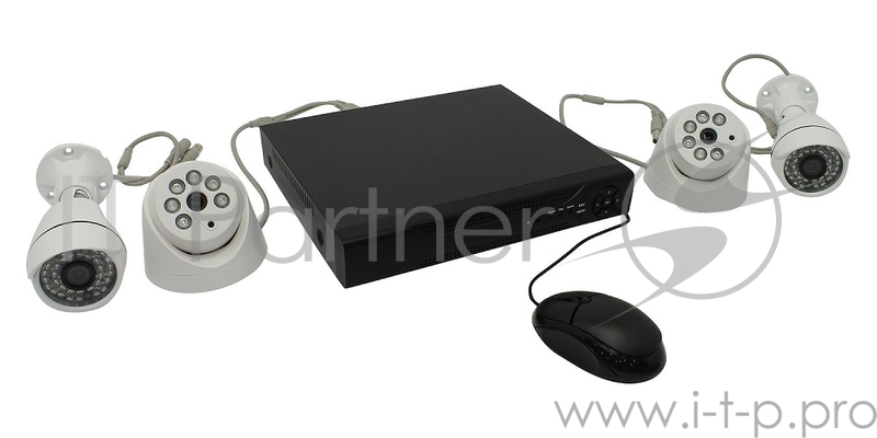 Комплект видеонаблюдения ORIENT XVR+2D+2B/720p AHD-видеорегистратор 720p, 2 цилиндрические AHD-камеры 720p (металлические, герметичные, IP66), 2 купол