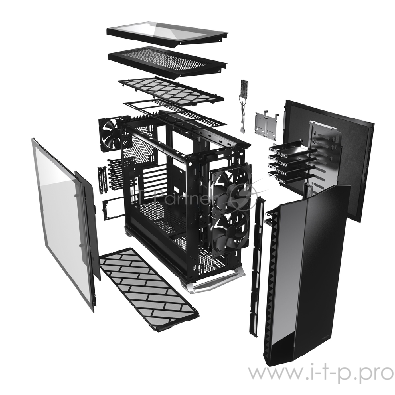 Корпус Fractal Design VECTOR RS - TG / E-ATX, mid tower, light tint tempered glass side panels / 3x140mm fans inc. / FD-C-VER1A-01