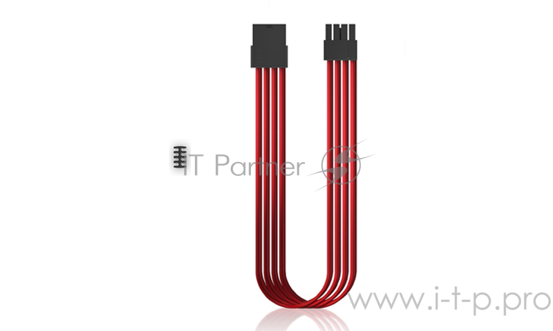 Кабель-удлинитель для питания видеокарты Deepcool EC300-PCI-E-RD (моддинг, 8pin (2+6), красный, 300мм)