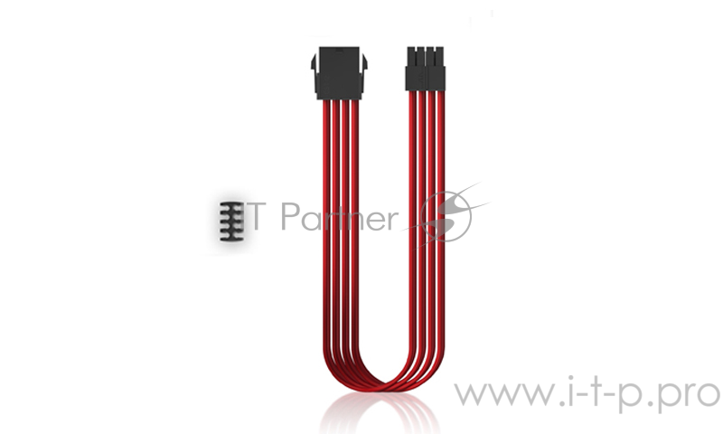 Кабель-удлинитель для питания процессора Deepcool EC300-CPU8P-RD (моддинг, 8pin (4+4), красный, 300мм)