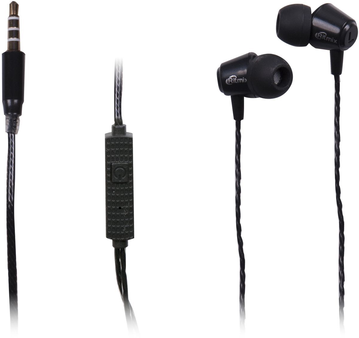 Гарнитура Ritmix RH-120M black Проводные / Внутриканальные с микрофоном / Черный / 20 Гц - 20 кГц /