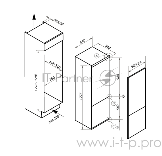 Холодильник встраиваемый MAUNFELD MBF177NFFW