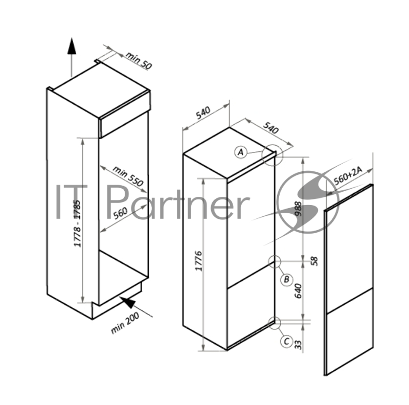 Холодильник встраиваемый MAUNFELD MBF177NFWH