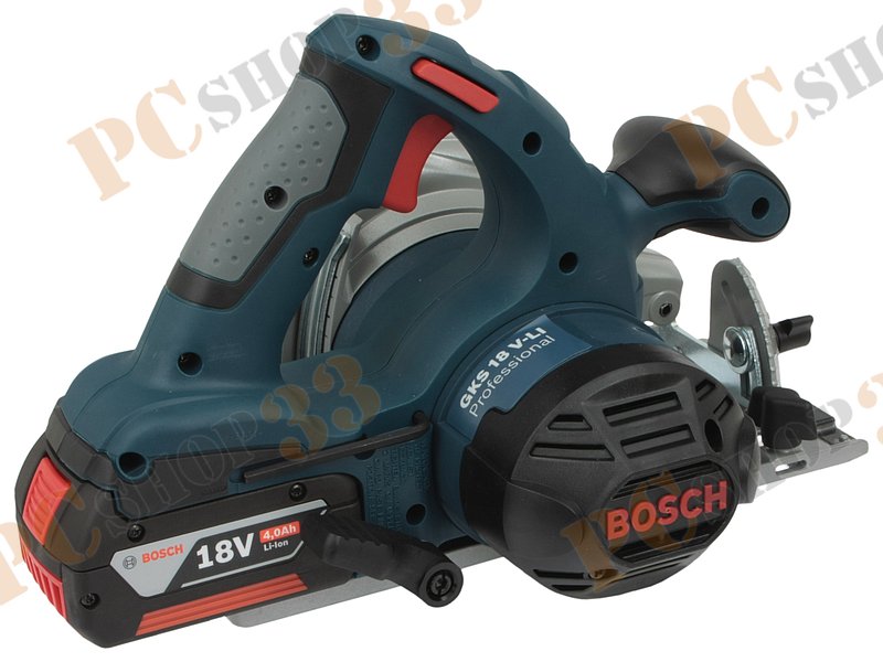 Дисковая пила Bosch GKS 18 V-LI Professional 060166H008, аккум. (Li-Ion 18В, 3900об./мин.) + пильный диск по дереву + доп.аккум. + кейс
