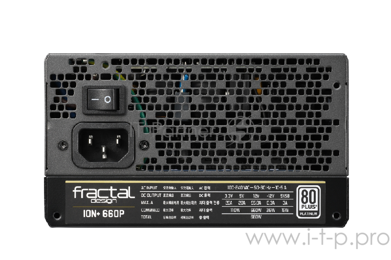 Блок питания Fractal Design ION+ 660W Platinum / ATX 2.4, Active PFC, 80 PLUS Platinum, fully modular, 140mm fan / FD-PSU-IONP-660P-BK