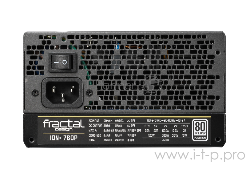 Блок питания Fractal Design ION+ 760W Platinum / ATX 2.4, Active PFC, 80 PLUS Platinum, fully modular, 140mm fan / FD-PSU-IONP-760P-BK