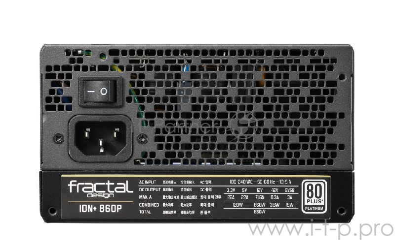 Блок питания Fractal Design ION+ 860W Platinum / ATX 2.4, Active PFC, 80 PLUS Platinum, fully modular, 140mm fan / FD-PSU-IONP-860P-BK