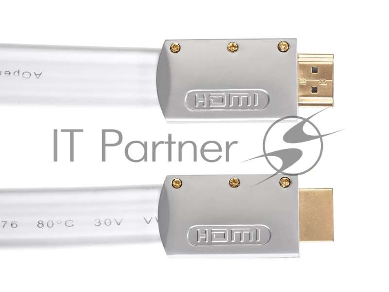 Кабель HDMI 19M/M ver 2.0, 10M, AOpen <ACG568F-S-10M> серебряно-белый Flat