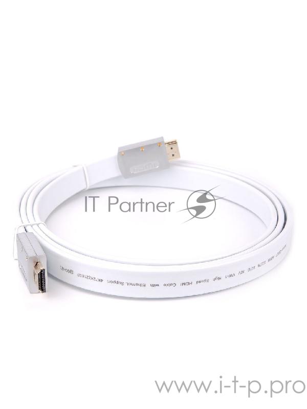 Кабель HDMI 19M/M ver 2.0, 1.8M, AOpen <ACG568F-S-1.8M> серебряно-белый Flat