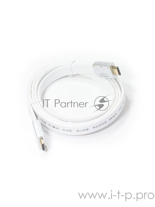 Кабель HDMI 19M/M ver 2.0, 1.8M, AOpen <ACG568F-S-1.8M> серебряно-белый Flat