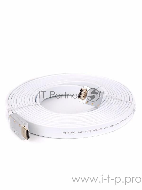 Кабель HDMI 19M/M ver 2.0, 5M, AOpen <ACG568F-S-5M> серебряно-белый Flat