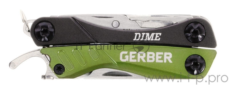 Мультитул Gerber Dime (1014031) 69.9мм 10функций черный/зеленый