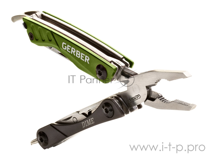 Мультитул Gerber Dime (1014031) 69.9мм 10функций черный/зеленый