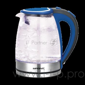 Чайник электрический MAGNIT RMK-3701,2л.,стекло,син.