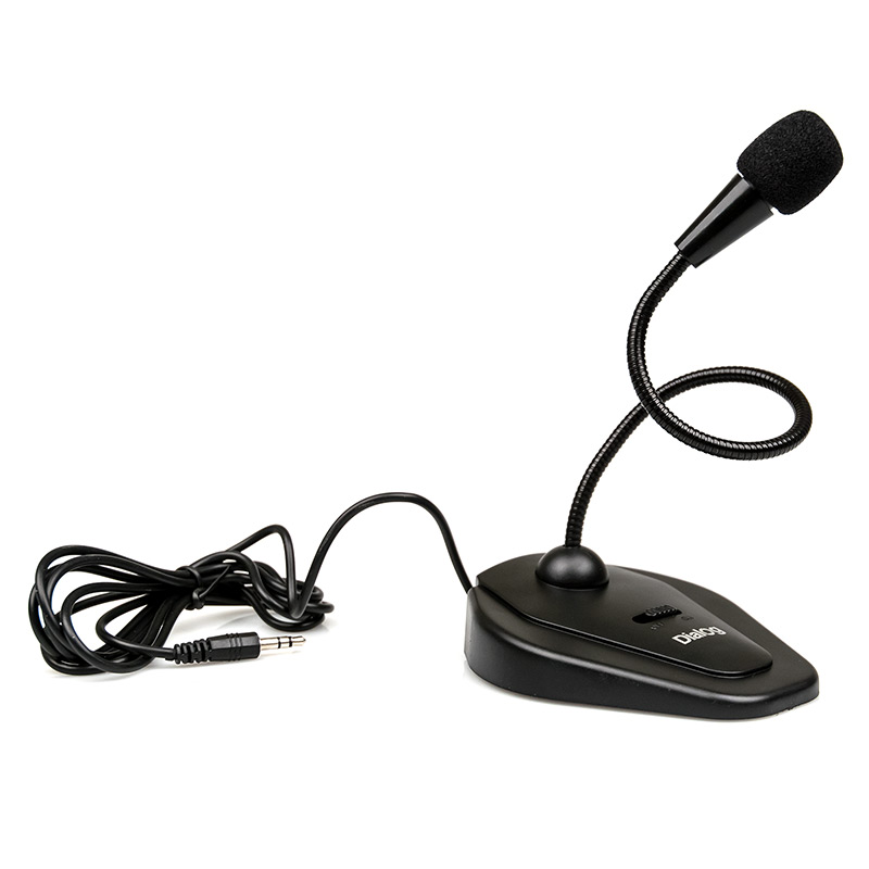 Микрофон Dialog M-135B конденсаторный, настольный, на гибком основании, с кнопкой включения, черный.